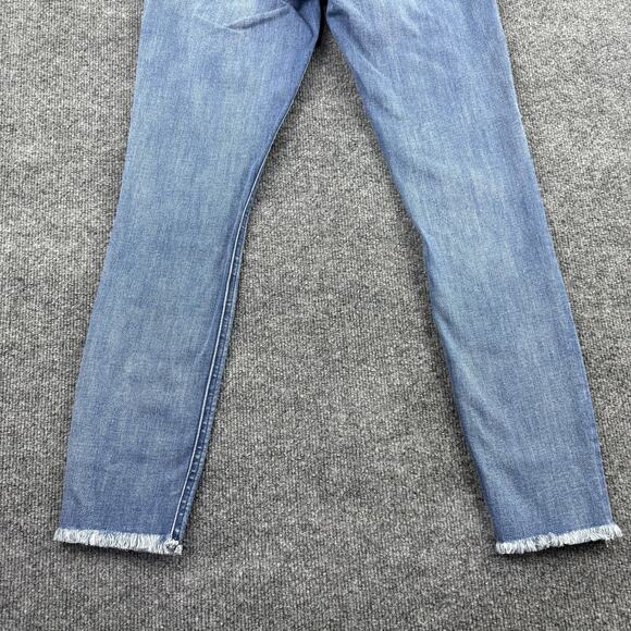 Express Jeans Womens 4R Blue Skinny High Rise Denim Perfect Distressed Raw Hem - Picture 14 of 14